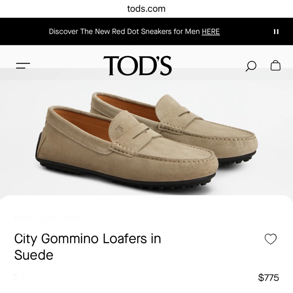 TOD’S $775 CITY Gommino Drivers Loafers In Gray Suede Men’s 7